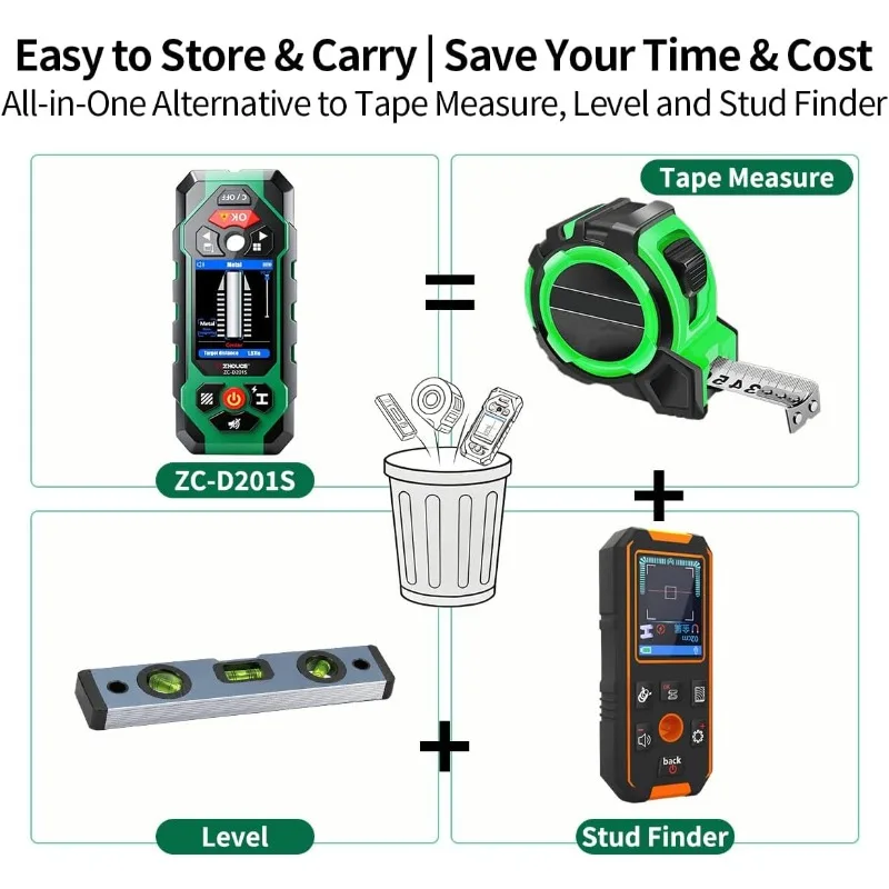 Stud Finder With Laser Level - For Rechargeable 10-in-1 Wall Stud Finder