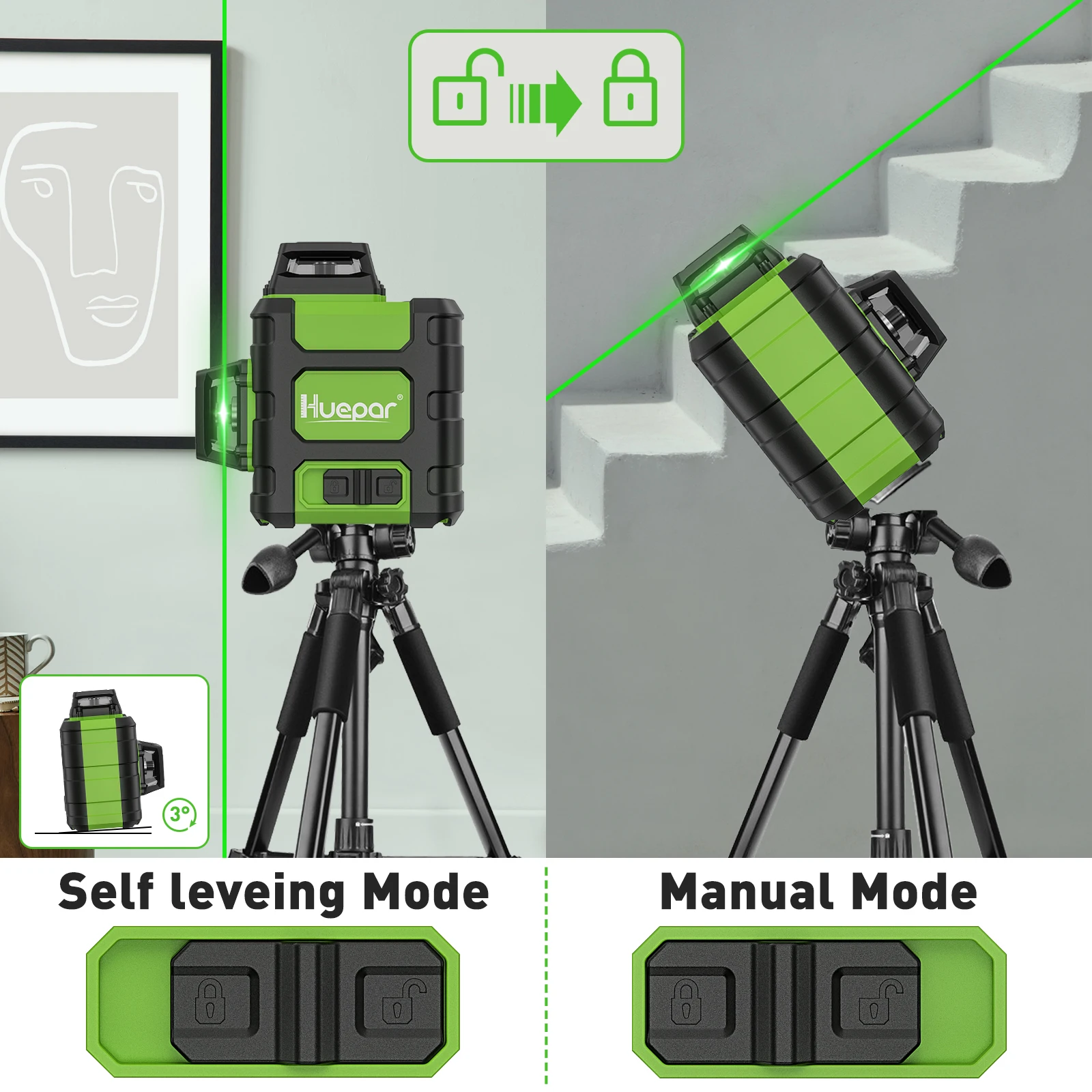 Huepar HM03CG Laser Level Gree - đánh giá và giá Stud Finder With Laser Level