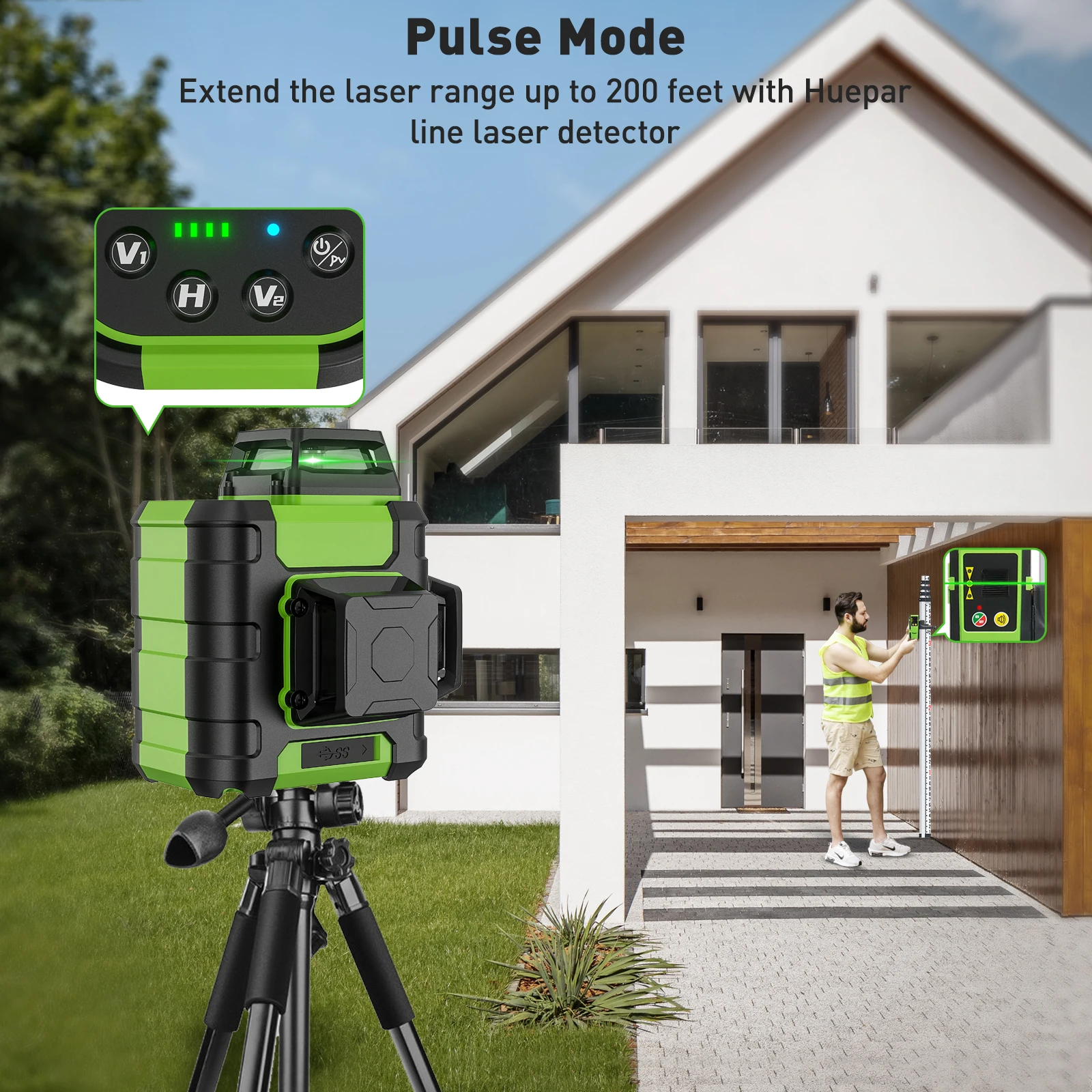 Huepar HM03CG Laser Level Gree - đánh giá và giá Stud Finder With Laser Level