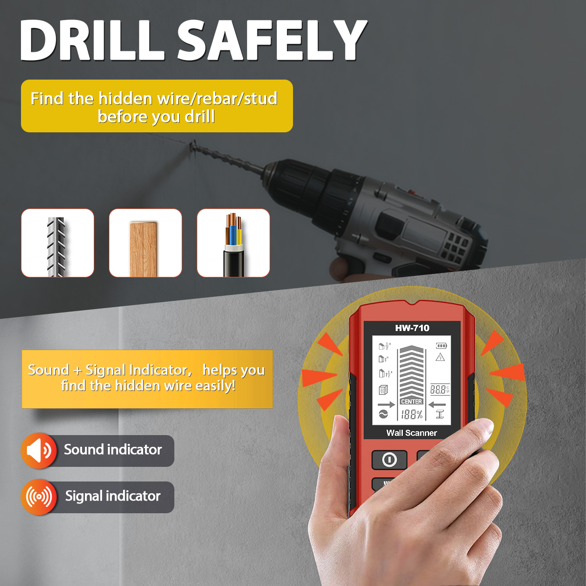 HW-710 Stud Finder Wall Scanne - đánh giá và giá Pipe Detector Wall Scanner