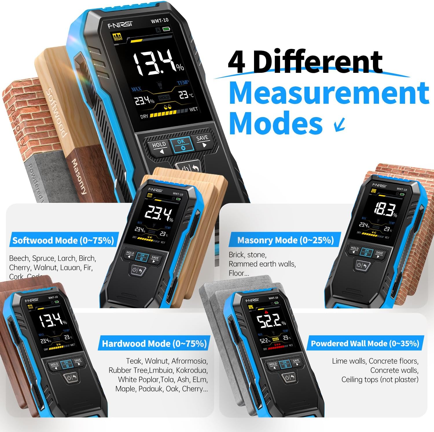 FNIRSI WMT-10 Pinless Wood Moi - đánh giá và giá Moisture Meter Wall Wood