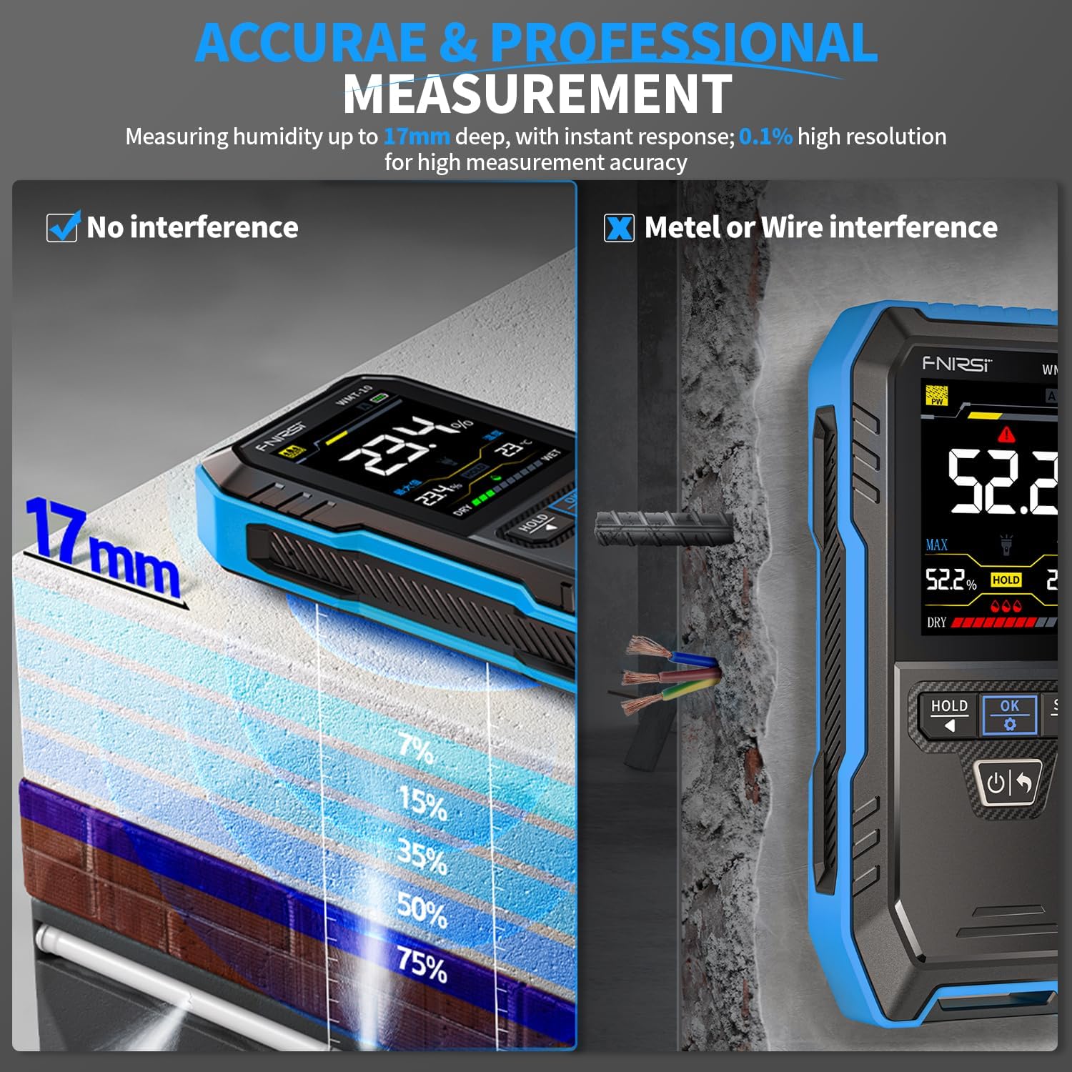 FNIRSI WMT-10 Pinless Wood Moi - đánh giá và giá Moisture Meter Wall Wood
