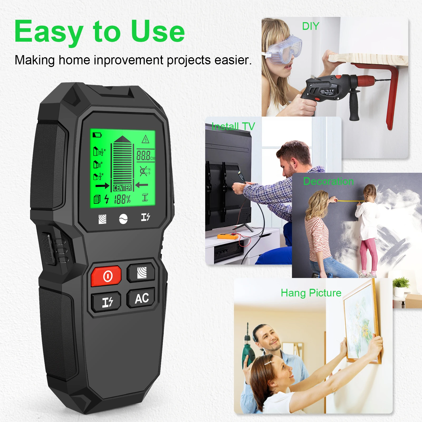 HW-QB6 5 in 1 LCD Electronic W - đánh giá và giá Stud Finder Center Finder Edge