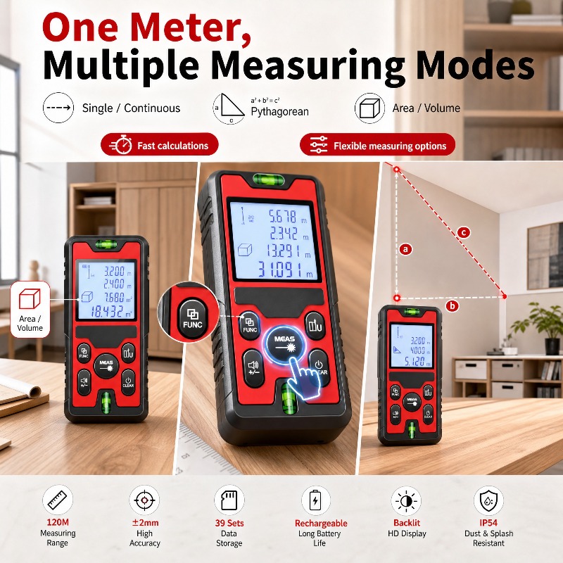 120M Laser Distance Meter USB‑ - đánh giá và giá Stud Finder With Laser Level